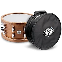 PDP by DW Limited-Edition Dark Stain Walnut and Maple Snare With Walnut Hoops and Chrome Hardware and Protection Racket Case