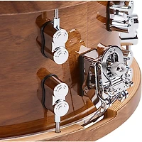PDP by DW Limited-Edition Dark Stain Walnut and Maple Snare With Walnut Hoops and Chrome Hardware and Protection Racket Case