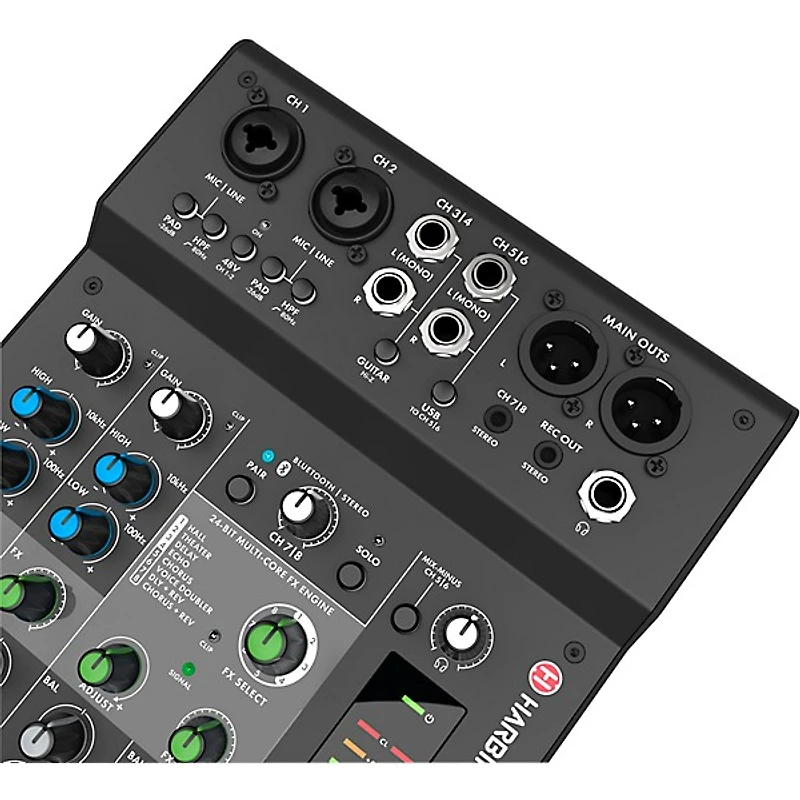 Harbinger LX8 8-Channel Analog Mixer With Bluetooth, FX and USB Audio