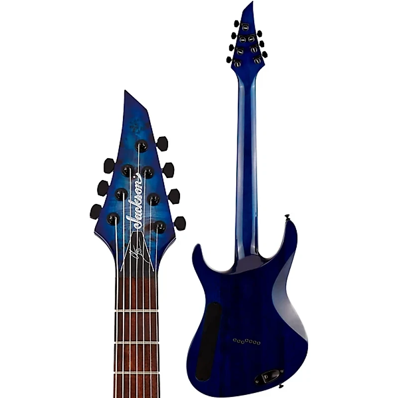Jackson Pro Series Signature Chris Broderick Soloist HT7P 7 String Electric Guitar Transparent Blue