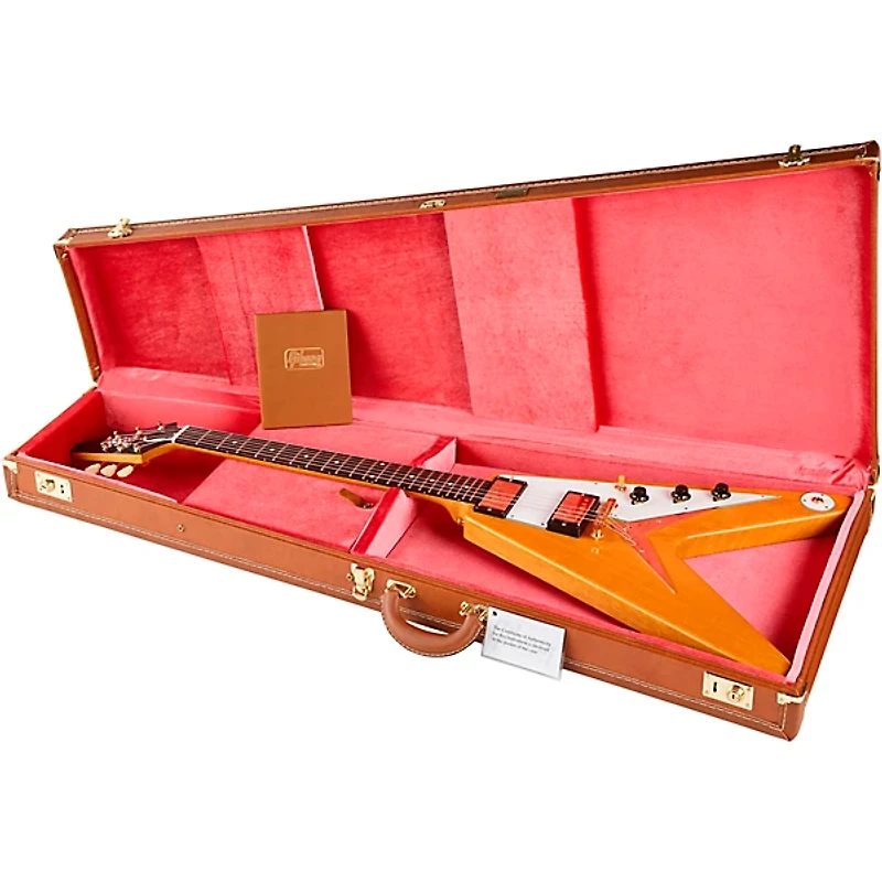 Gibson Custom 1958 Korina Flying V White Pickguard Electric Guitar Natural