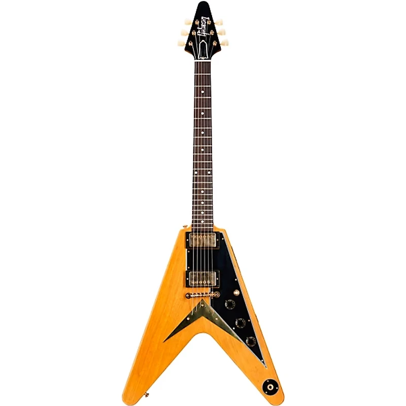 Gibson Custom 1958 Korina Flying V Black Pickguard Electric Guitar - Natural