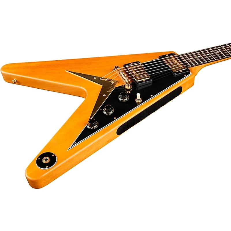 Gibson Custom 1958 Korina Flying V Black Pickguard Electric Guitar - Natural