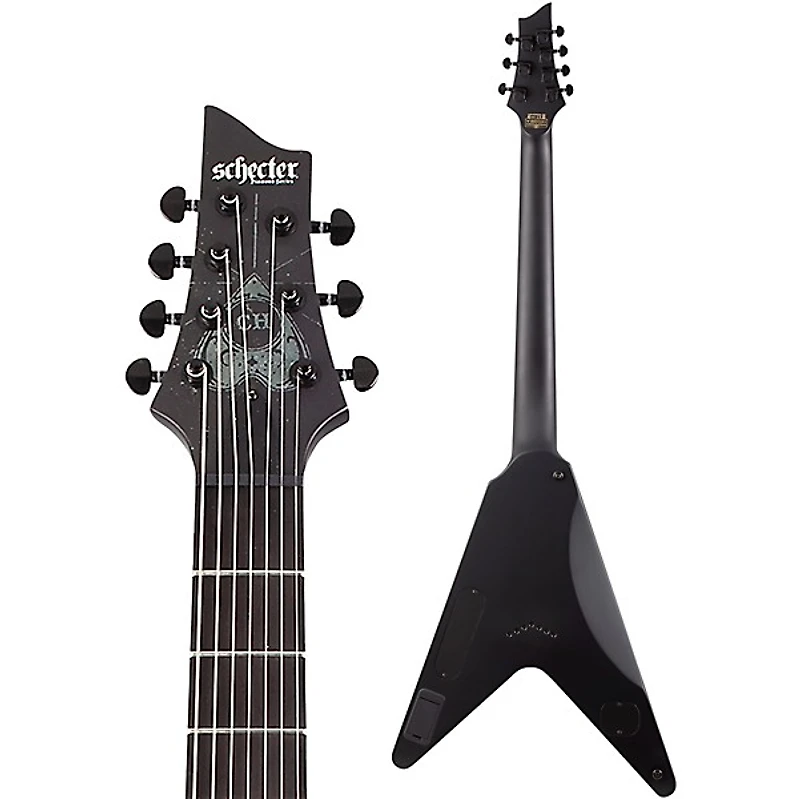Schecter Guitar Research Chris Howorth V-7 Snake Cross Electric Guitar Satin Black