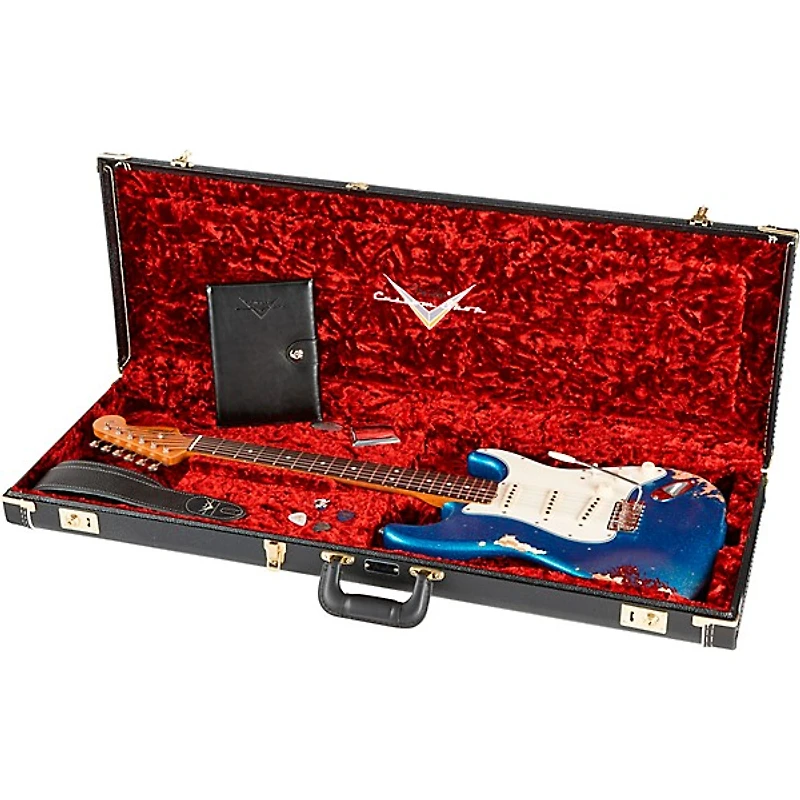 Fender Custom Shop Limited-Edition Texas Stratocaster Heavy Relic Electric Guitar Blue Flake/Candy Apple Red/Aged Olympic White