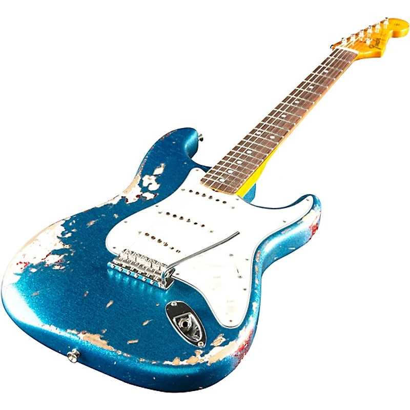 Fender Custom Shop Limited-Edition Texas Stratocaster Heavy Relic Electric Guitar Blue Flake/Candy Apple Red/Aged Olympic White