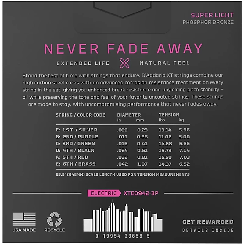 D'Addario Nickel-Plated Steel Electric Guitar XT 09-42, Super Light 3-Pack