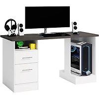 SAUDER Workstation Desk for Gaming and Content Creation with Charcoal Ash Accent Top White