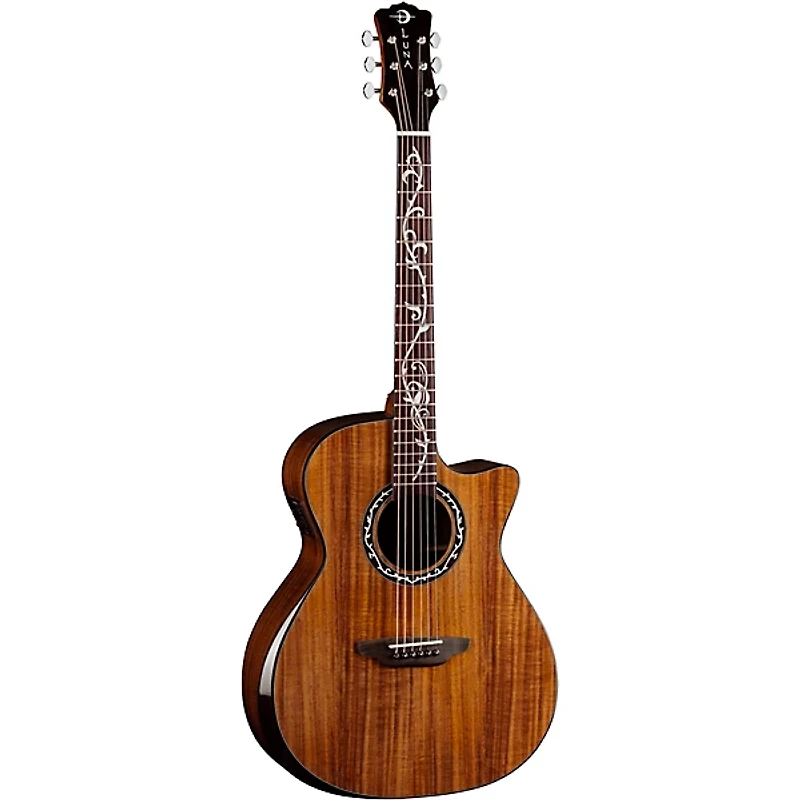 Luna Vineyard Koa Bevel Grand Auditorium Cutaway Acoustic-Electric Guitar Gloss Natural