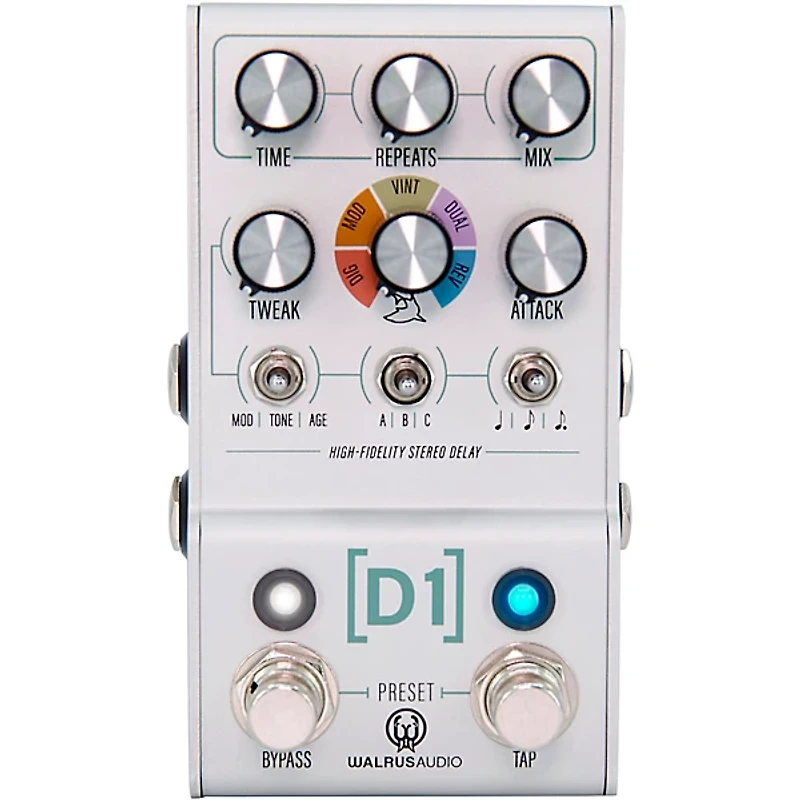Walrus Audio Mako D1 High-Fidelity Delay V2 Effects Pedal Silver