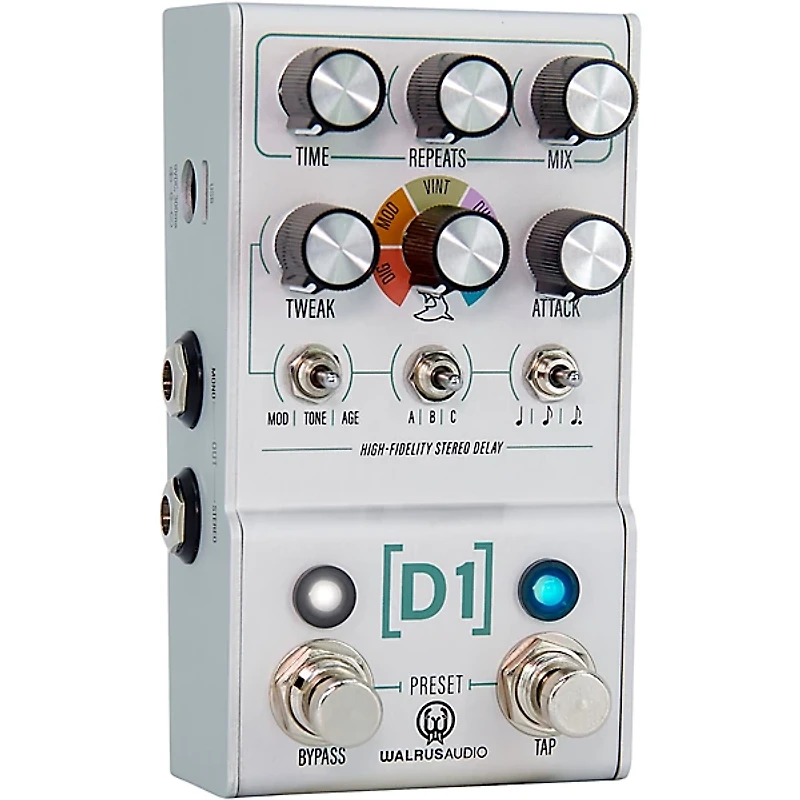 Walrus Audio Mako D1 High-Fidelity Delay V2 Effects Pedal Silver