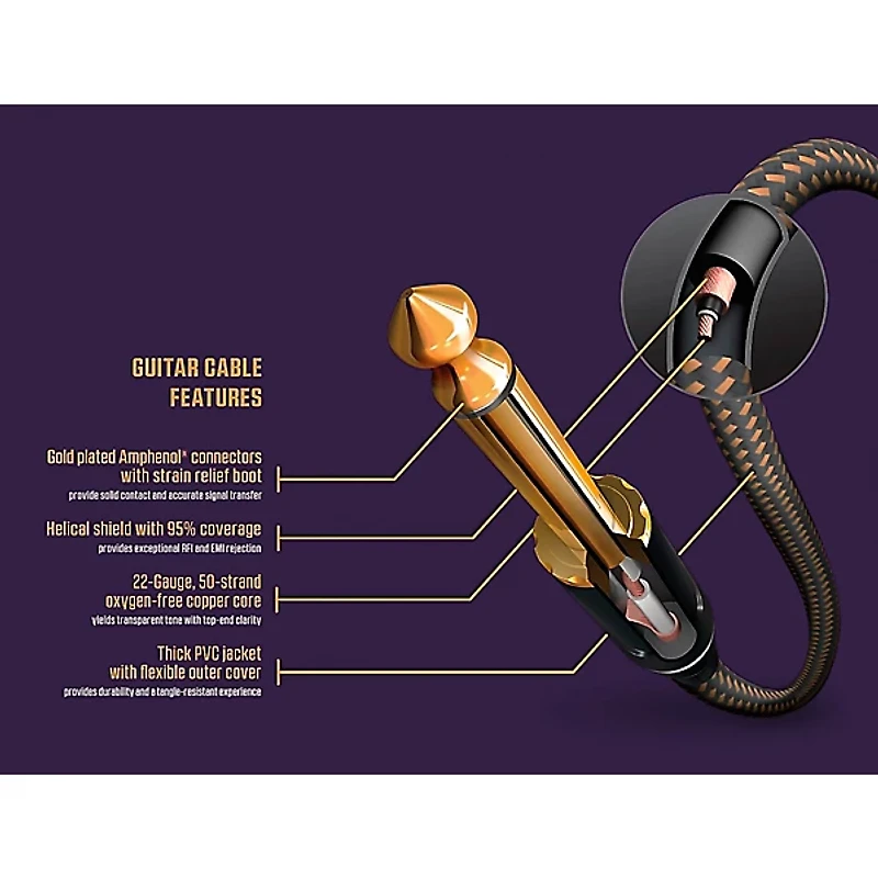 Livewire Signature Guitar Cable Straight to Angle Black Regular 20 Ft.