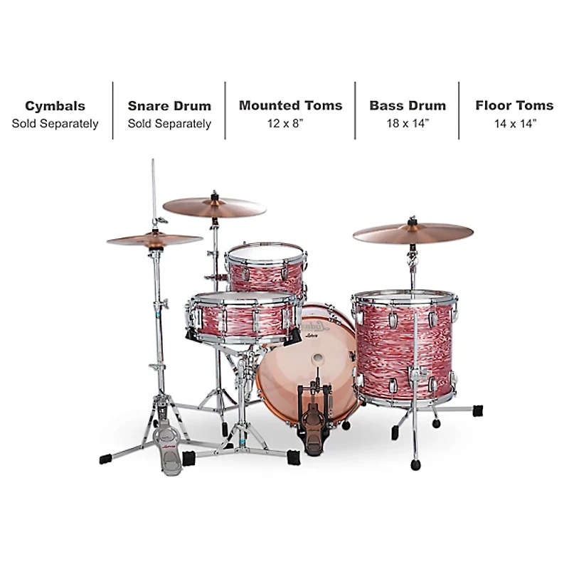 Ludwig Classic Maple 3-Piece Jazzette Shell Pack With 18" Bass Drum Pink Oyster