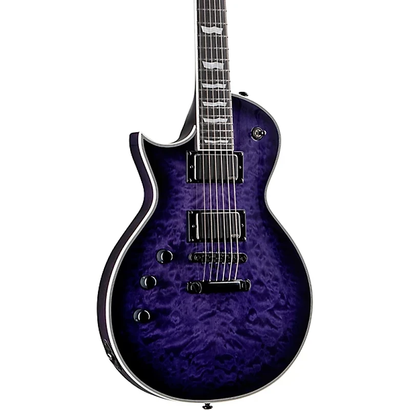 ESP LTD EC-1000 Quilted Maple Left-Handed Electric Guitar See Thru Purple