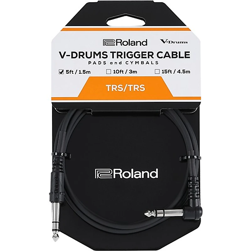 Roland 1/4" TRS to 1/4" TRS Balanced Interconnect Straight to Angle V-drums Trigger Cable