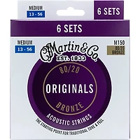 Martin Originals 80/20 Bronze Acoustic Guitar Strings 6-Pack Medium (13-56)