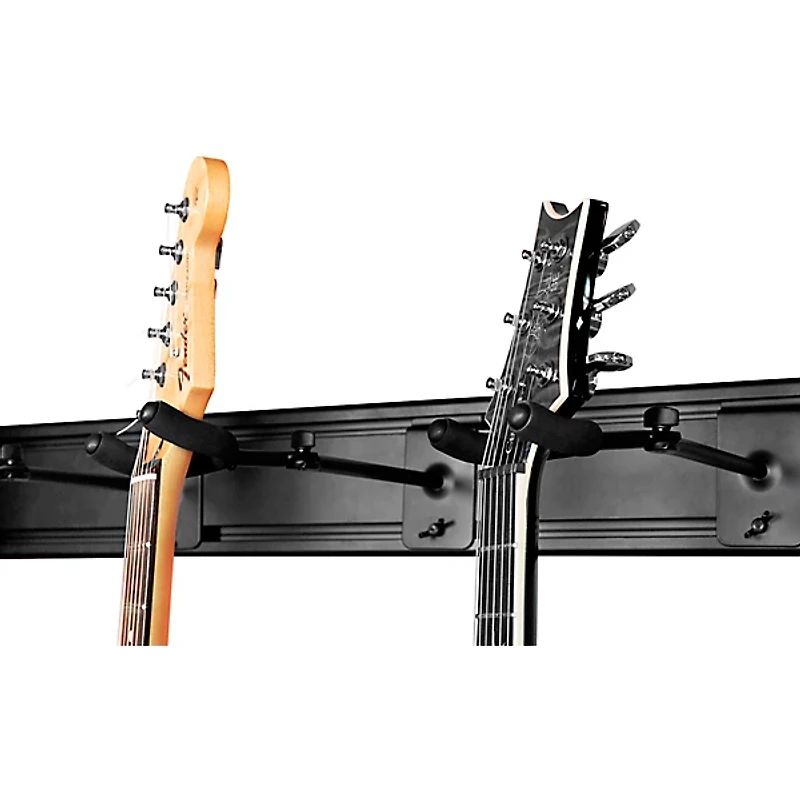 Levy's LVY-SLATSTRIPHNGR5-BLK Wall-Mounted 5-Space Slatwall Guitar Hanger in Black