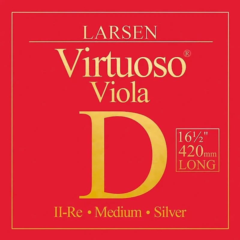 Larsen Strings Virtuoso Extra-Long Viola D String 16-1/2+ in., Medium Aluminum, Ball End