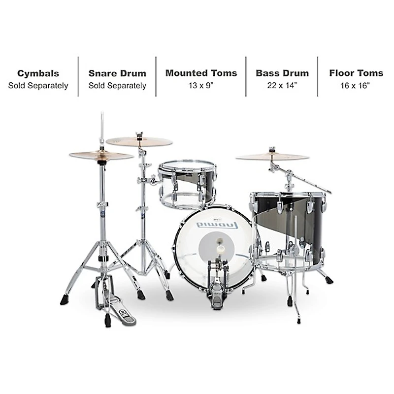 Ludwig Vistalite 50th Anniversary Fab 3-Piece Shell Pack With 22" Bass Drum