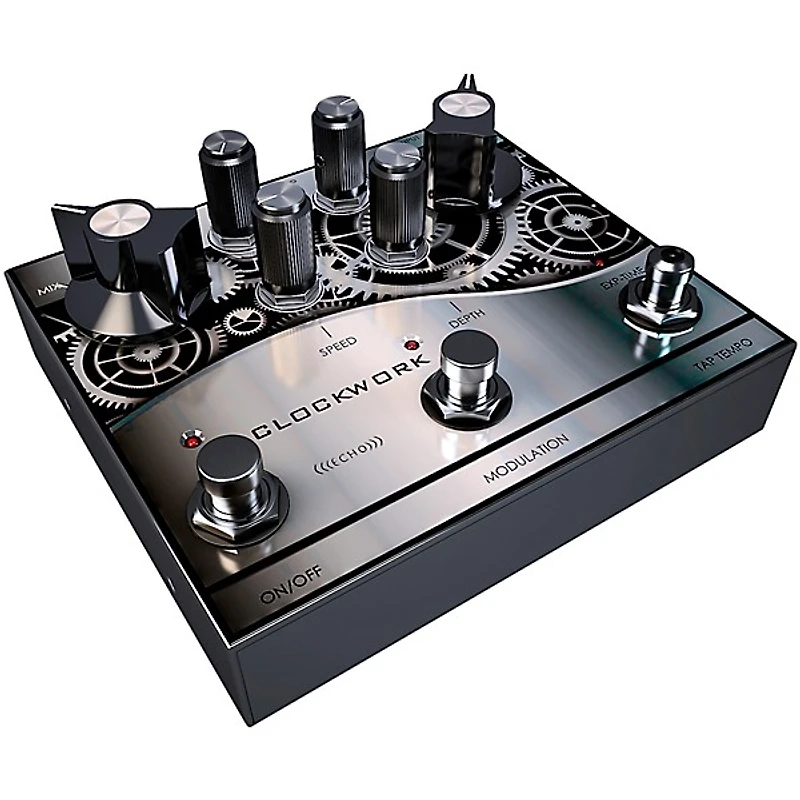 J.Rockett Audio Designs Clockwork Echo Delay Effects Pedal Silver and Black