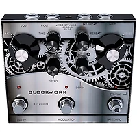 J.Rockett Audio Designs Clockwork Echo Delay Effects Pedal Silver and Black