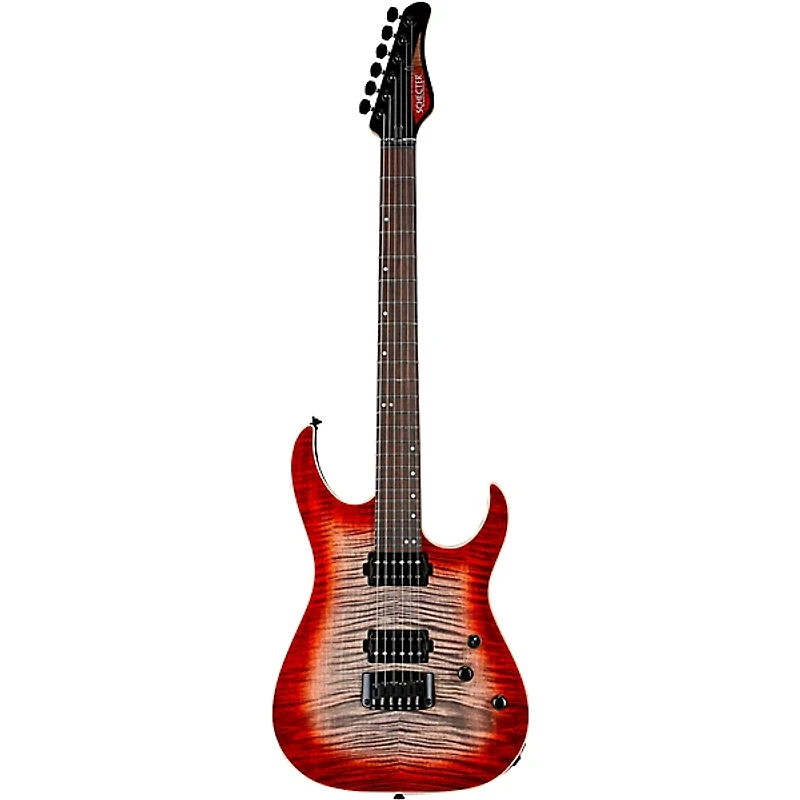 Schecter Guitar Research Custom Shop Sunset 24-6 Hipshot Electric Guitar Red Stain Black Burst