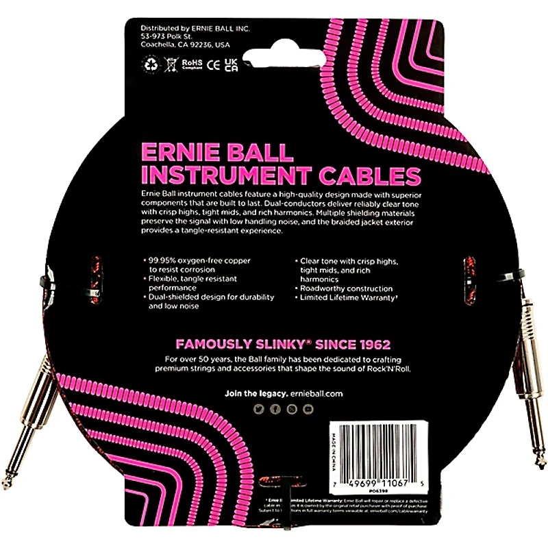 Ernie Ball Braided Straight to Straight Instrument Cable