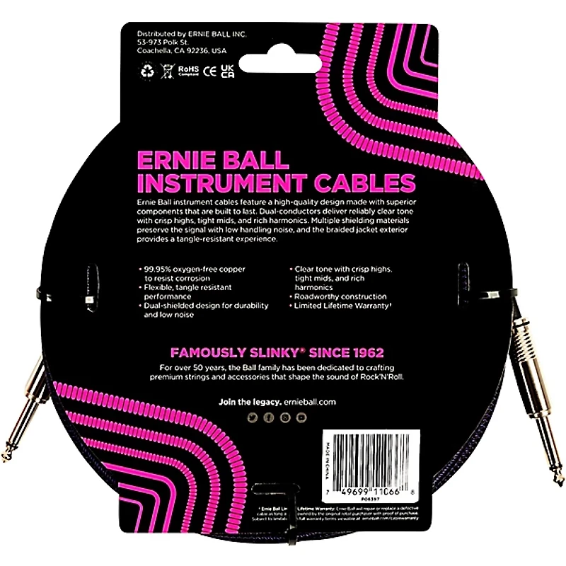 Ernie Ball Braided Straight to Straight Instrument Cable