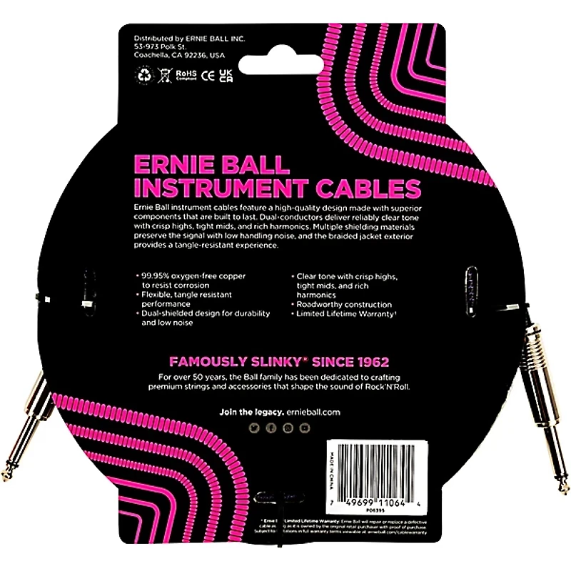 Ernie Ball Braided Straight to Straight Instrument Cable