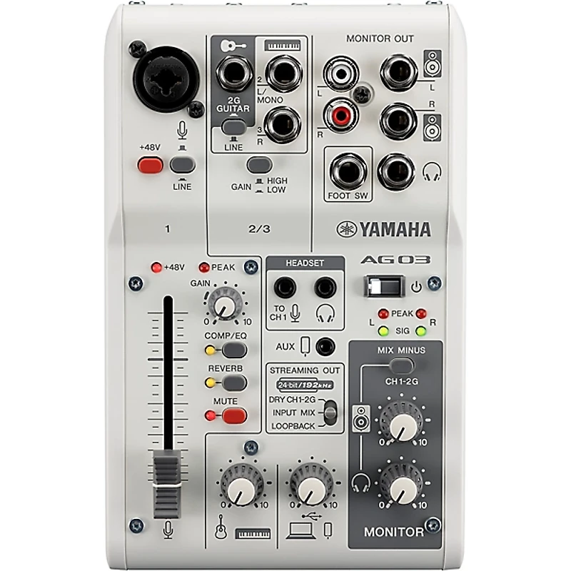 Yamaha AG03MK2 3-Channel Mixer/USB Interface for IOS/Mac/PC White