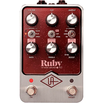 Universal Audio UAFX Ruby '63 Top Boost Amplifier Effects Pedal - Dark Maroon
