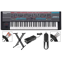 Roland JUNO-X Keyboard With Proline X-Stand, Sustain & Expression Pedals, Plus Livewire Audio & MIDI Cables