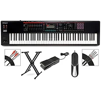 Roland FANTOM-08 Synthesizer With X-Stand, Sustain and Expression Pedal Plus Livewire Audio and MIDI Cables
