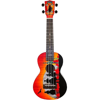 Mahalo Artist Elite Graphics Wild West Concert Ukulele With Bag Wild West Motif