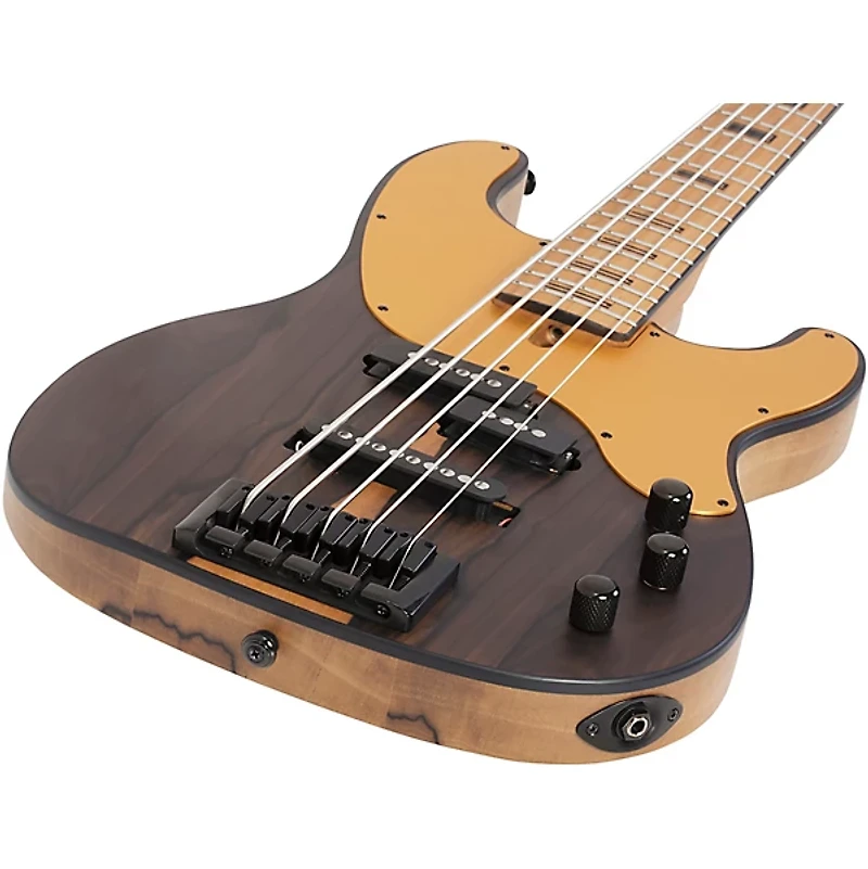 Schecter Guitar Research Model T Exotic Ziricote 5 Electric Bass Natural Satin