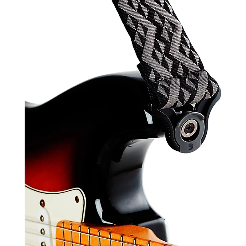 D'Addario Auto Lock Guitar Strap, Black Padded Geometric