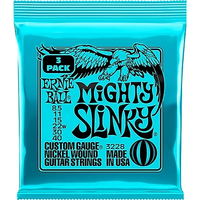 Ernie Ball Mighty Slinky Nickel Wound 8.5-40 Electric Guitar Strings 3-Pack 8.5 - 40
