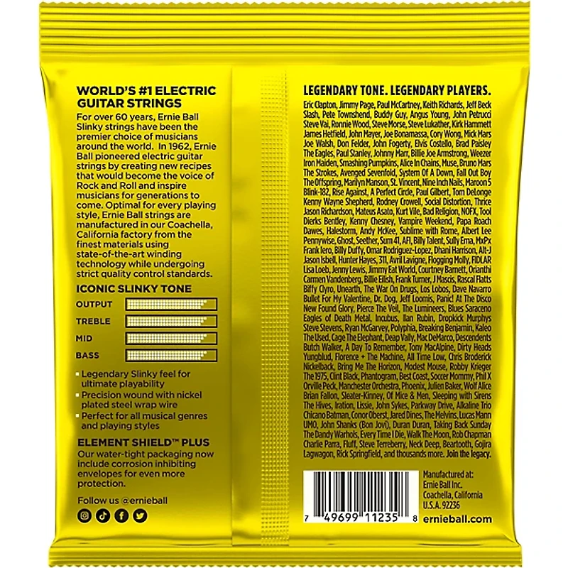 Ernie Ball Beefy Slinky Nickel Wound 11-54 Electric Guitar Strings 3-Pack 11 - 54