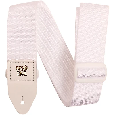 Ernie Ball Polypro White Leather Guitar Strap
