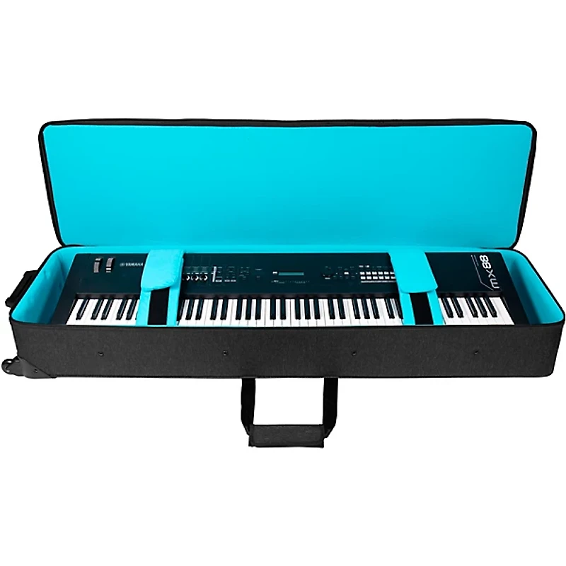 Gator GKP88-BLK Semi-Rigid Lightweight Pro Wheeled Case for 88-Note Keyboards; Charcoal Black With Electric Blue Interior