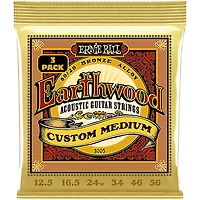 Ernie Ball Earthwood Custom Medium 80/20 Bronze Acoustic Guitar Strings 3 Pack 12.5 - 56