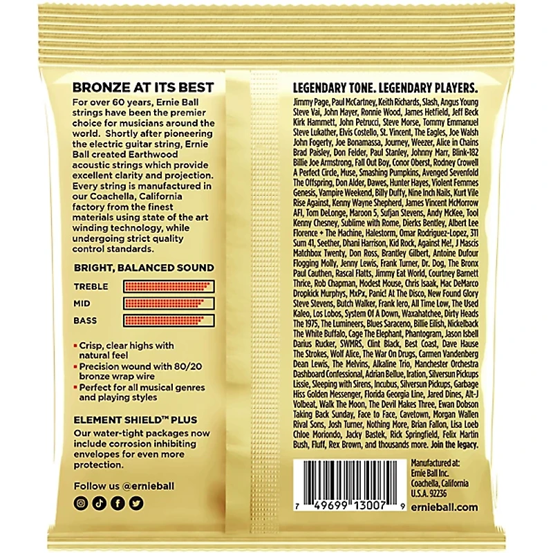 Ernie Ball Earthwood Custom Light 80/20 Bronze Acoustic Guitar Strings 3 Pack 11.5 - 54