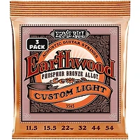 Ernie Ball Earthwood Custom Light Phosphor Bronze Acoustic Guitar Strings 3 Pack 11.5 - 54