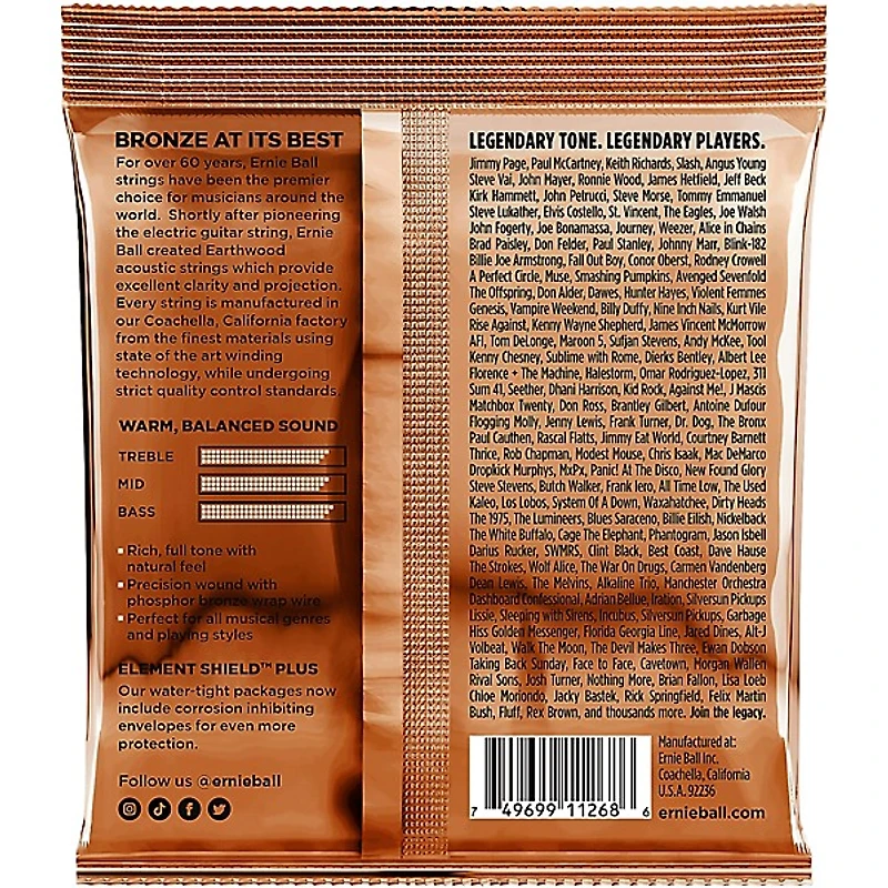 Ernie Ball Earthwood Extra Light Phosphor Bronze Acoustic Guitar Strings 3 Pack 10 - 50
