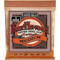 Ernie Ball Earthwood Medium Phosphor Bronze Acoustic Guitar Strings 3 Pack 13 - 56