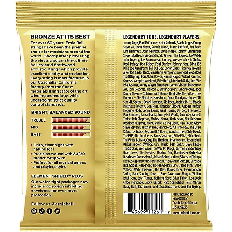 Ernie Ball Earthwood Medium 80/20 Bronze Acoustic Guitar Strings 3 Pack 13 - 56