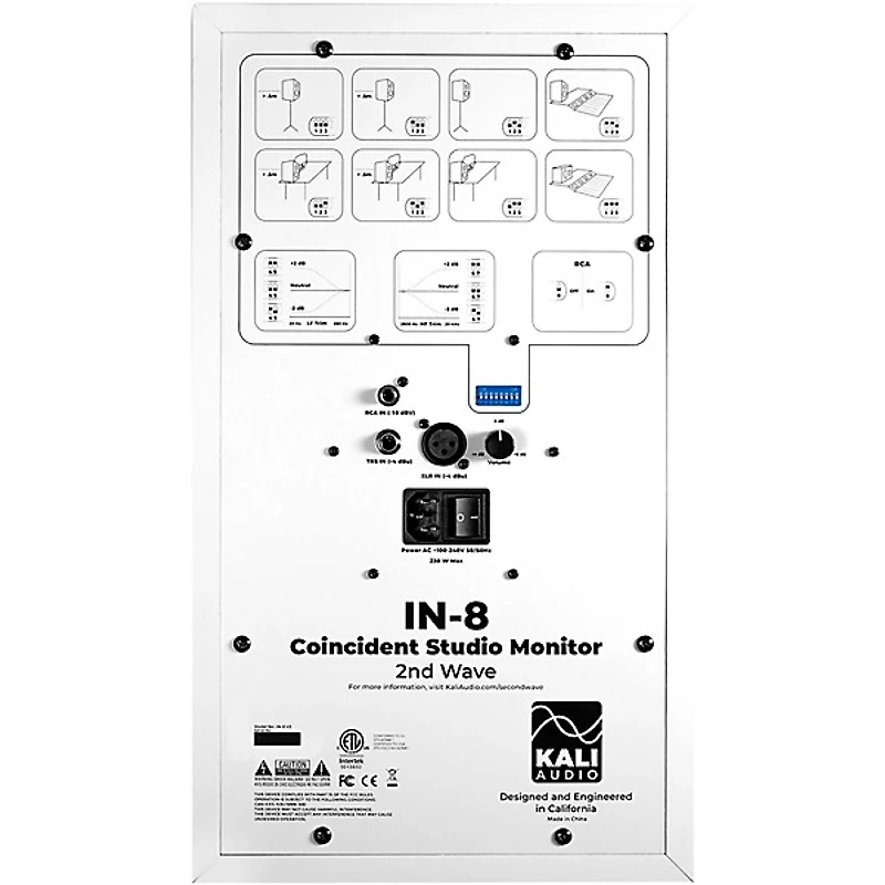 Kali Audio IN-8W V2 8" 3-Way Powered Studio Monitor (Each), White