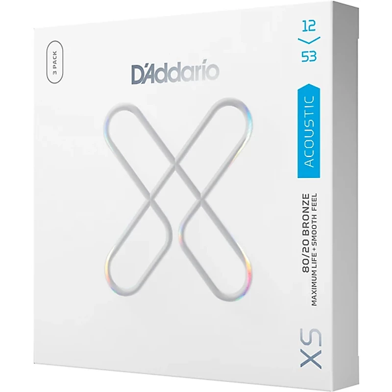 D'Addario XS 80/20 Bronze Coated Acoustic Guitar Strings 3-Pack
