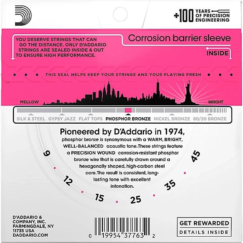 D'Addario EJ23 Phosphor Bronze Super Light Acoustic Guitar Strings 09 - 45