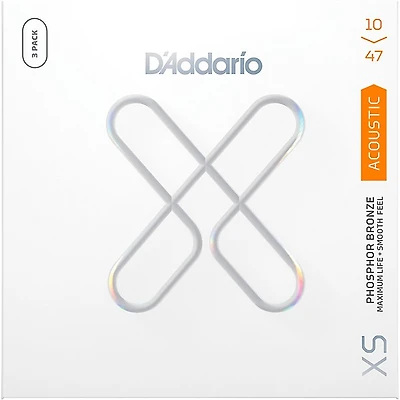 D'Addario XS Phosphor Bronze Coated Acoustic Guitar Strings 3-Pack -